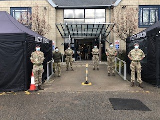 The Armoured Regiment outside the Surgery